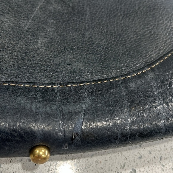 Unbranded Rustic Pebbled Leather Blue and Brown Adjustable Strap Shoulder Bag - Picture 11 of 13